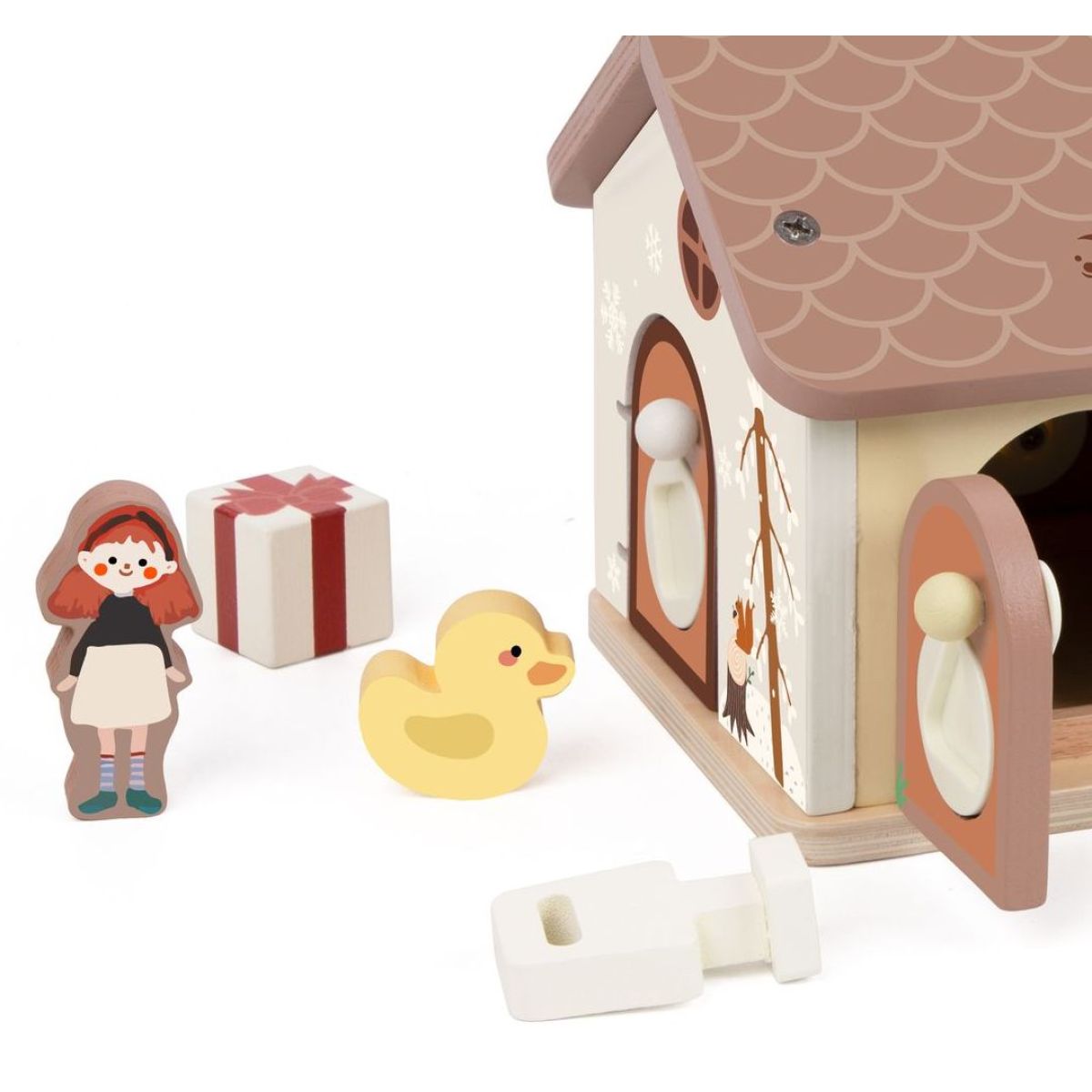 Teddies Skládanka vkládačka dům dřevo 11ks 16x15x14cm 18m+