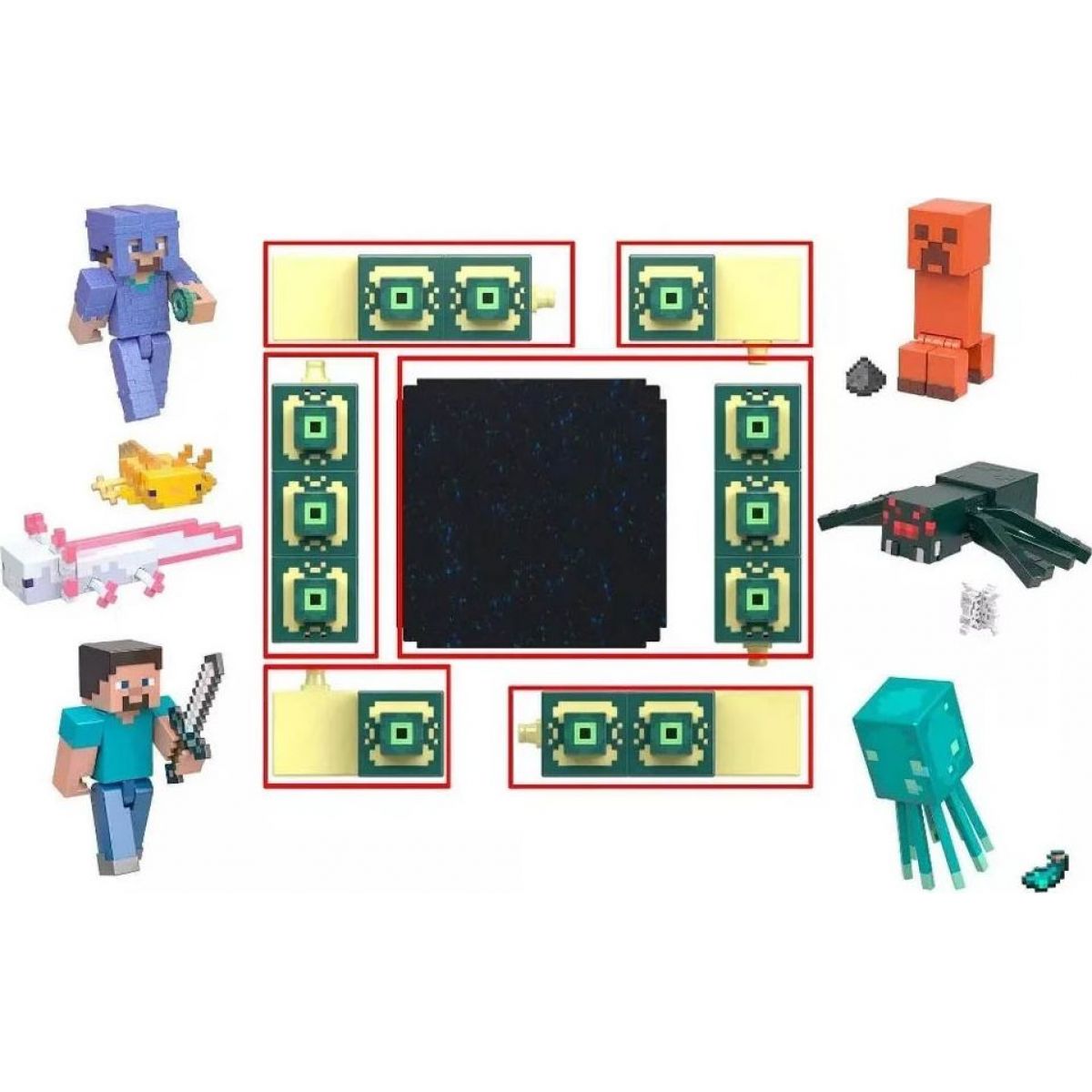 Mattel Minecraft 8 cm figurka Build a Portal Glow Squid