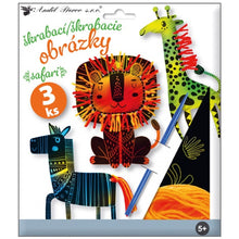 Sada škrabacích obrázků s doplňky 19 x 22 cm Safari