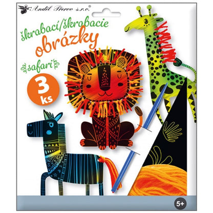 Sada škrabacích obrázků s doplňky 19 x 22 cm Safari