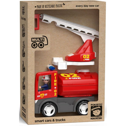 ECO MultiGO Fire 2+1 - Igráček hasič, auto, žebřík, cisterna