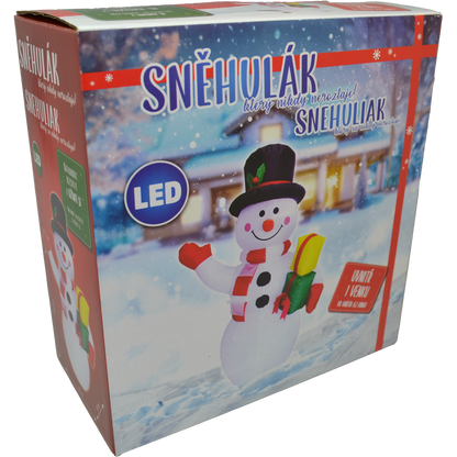 Nafukovací svítící sněhulák s dárky 124 cm