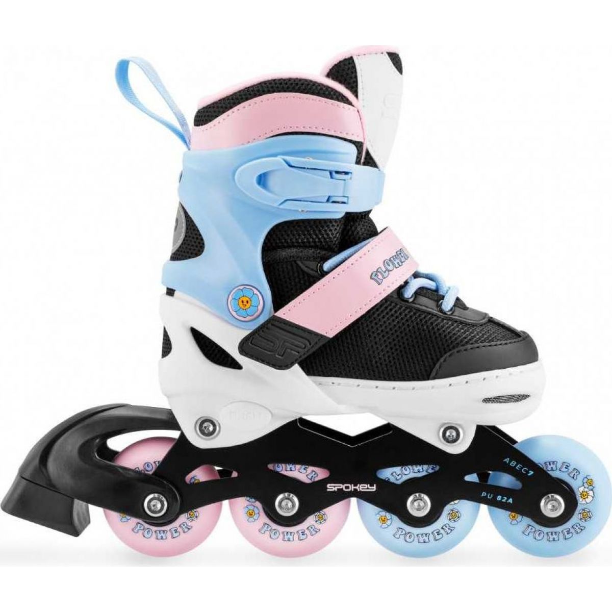 Spokey Joy Dětské kolečkové brusle, černo-růžové, ABEC7 Carbon, vel. 31 - 34