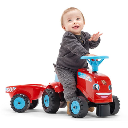 Falk Odstrkovadlo traktor Go Farm červené s volantem a valníkem