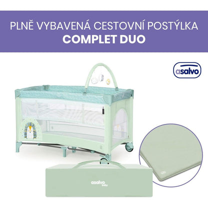 Asalvo COMPLET DUO cestovní postýlka s druhým dnem a hrazdičkou, hedgehog