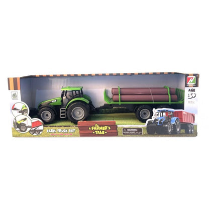 Alltoys Traktor na setrvačník s valníkem a se dřevem zelený