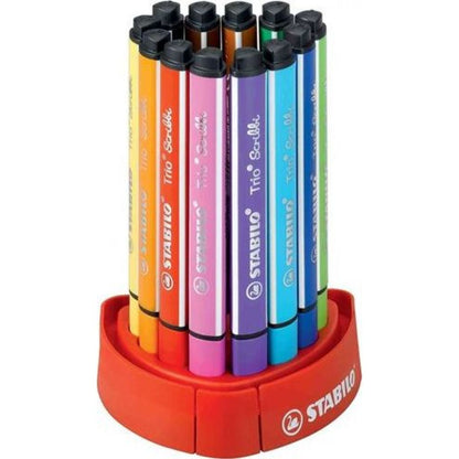Vláknový fix s odpruženým hrotem STABILO Trio Scribbi 12 ks deskset