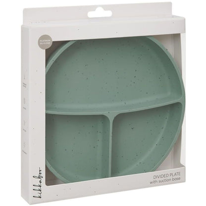 KikkaBoo Talíř dělený s přísavkou Platinum Silicone Sage