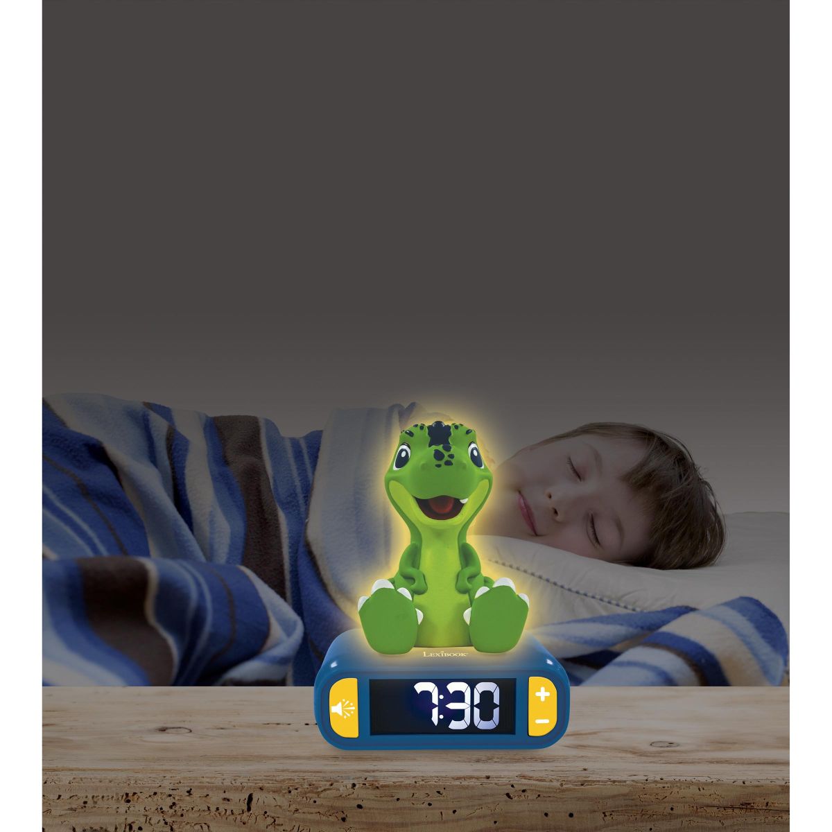 Lexibook Budík Dinosaurus se svítící figurkou