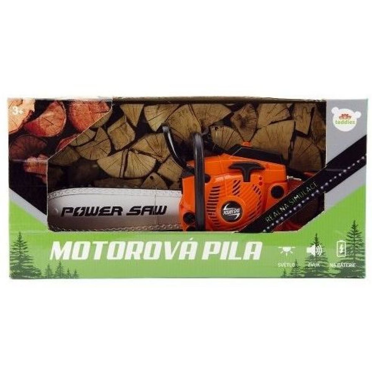 Motorová pila se stříbrnou lištou a se zvukem 40 cm