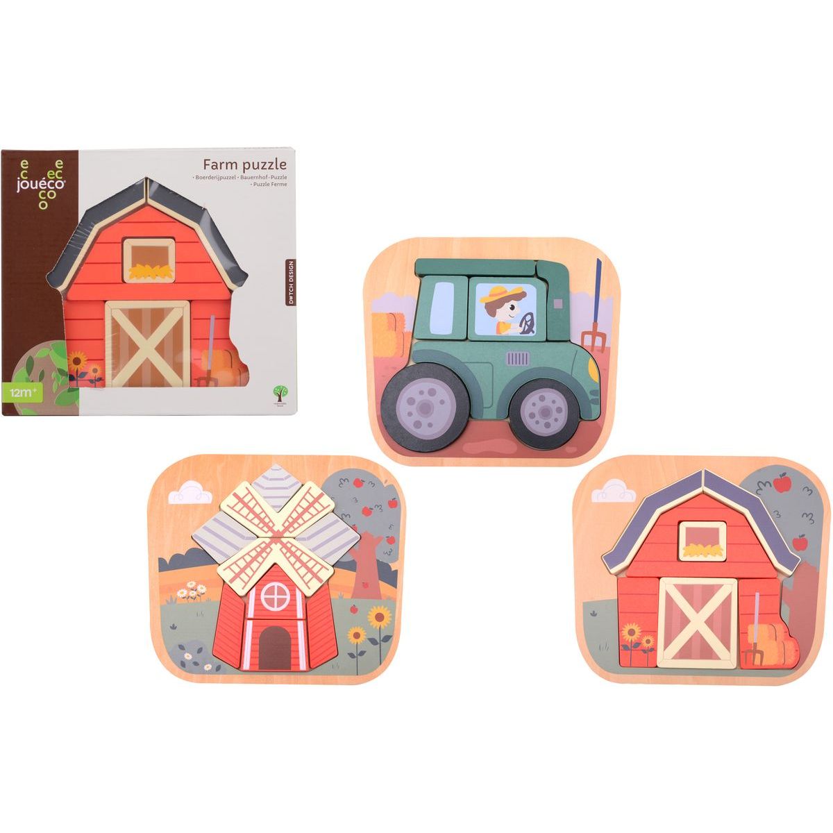 Jouéco® Dřevěné puzzle Farma