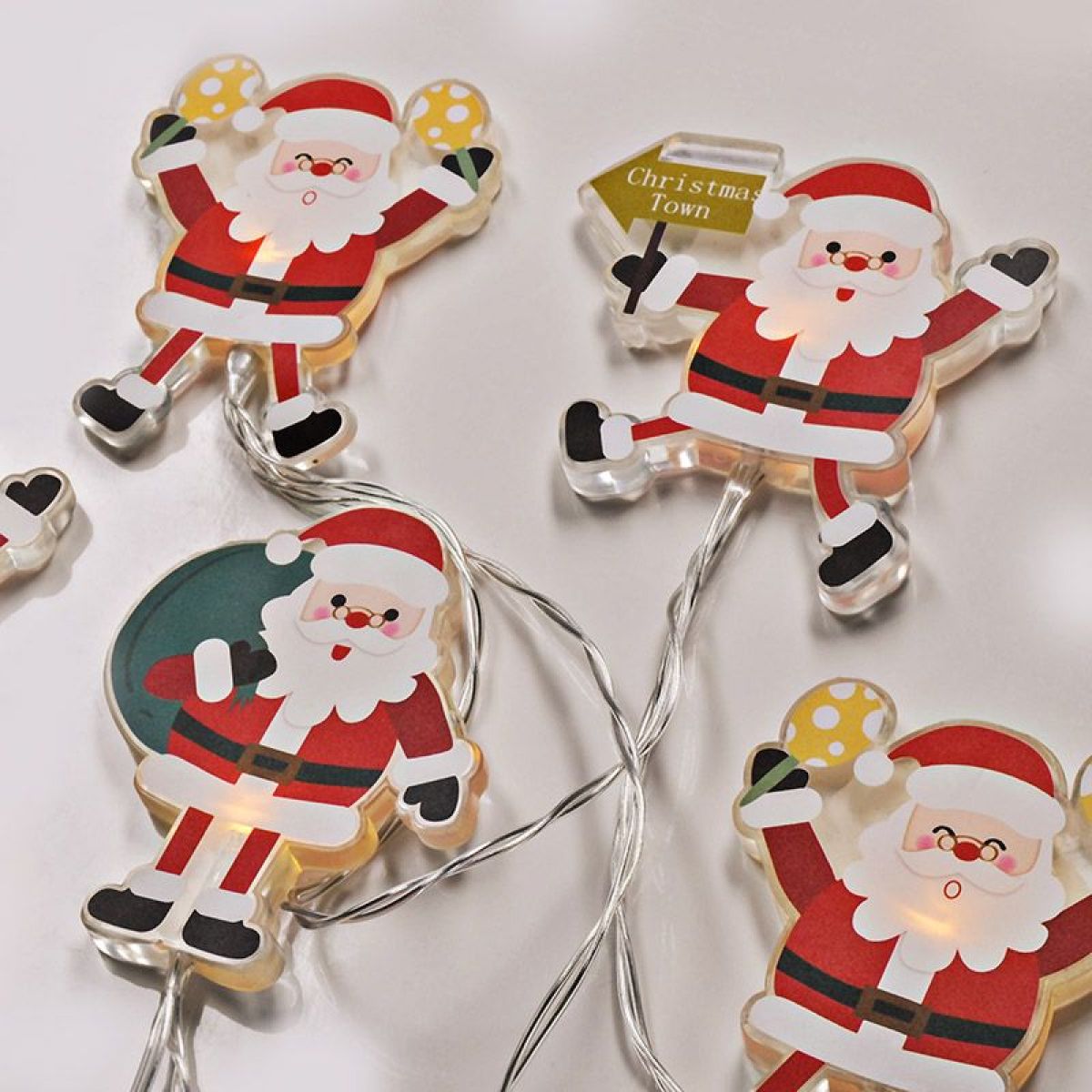 LED okenní řetěz - Santa, 6 x LED, přísavný, 120 cm, 2 x AA