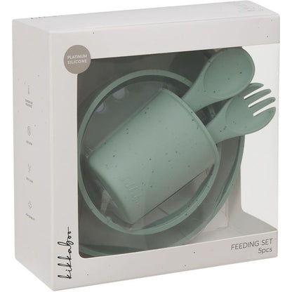 KikkaBoo Jídelní sada 5-dílná Platinum Silicone Sage