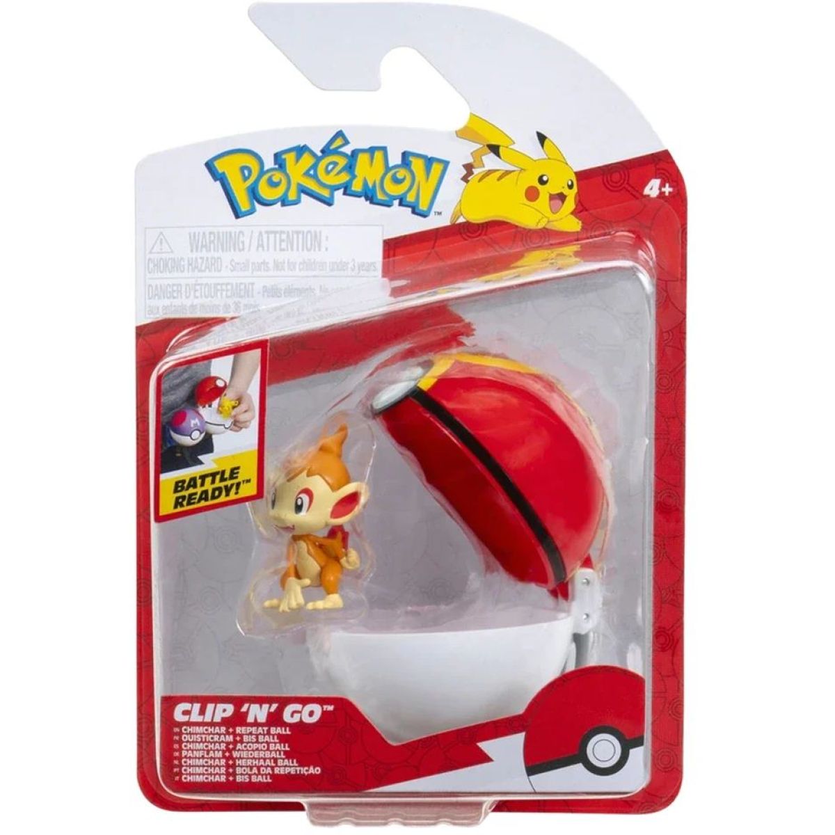 Jazwares Pokémon Clip N Go Poké Ball Chimchar a Repeat Ball