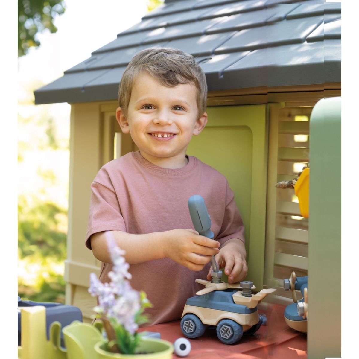 Smoby Domeček Life Nature s dílnou pro kutily