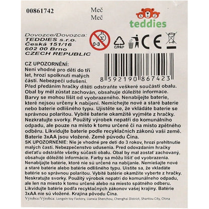 Meč svítící plast 55 cm na baterie se zvukem se světlem 2 barvy