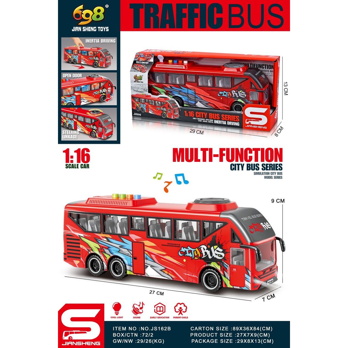 Alltoys Autobus červený 1 : 16