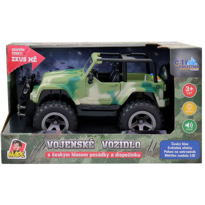 MaDe Jeep vojenský na setrvačník s reálným hlasem posádky 23 cm