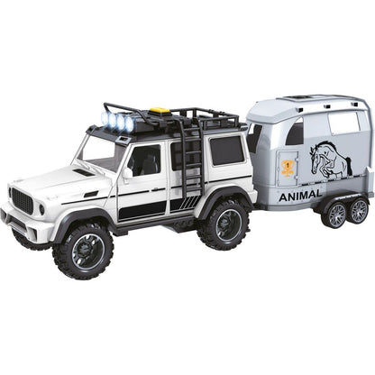 Sparkys CITY SERVICE CAR - 1:14 - Terénní vozidlo s přívěsem a koněm (se zvukem a světly)