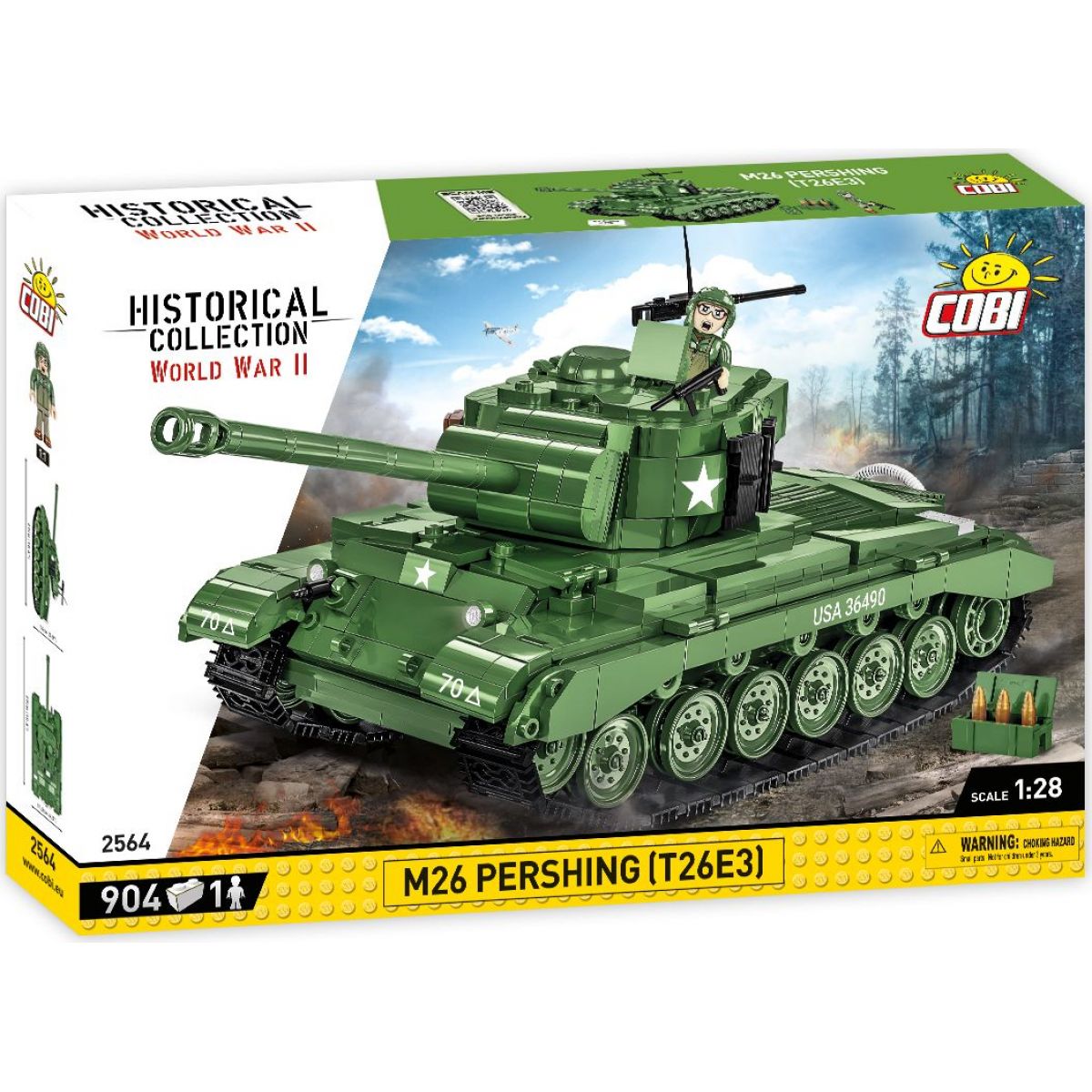 Cobi 2564 Americký tank M26 Pershing T26E3 904 dílků