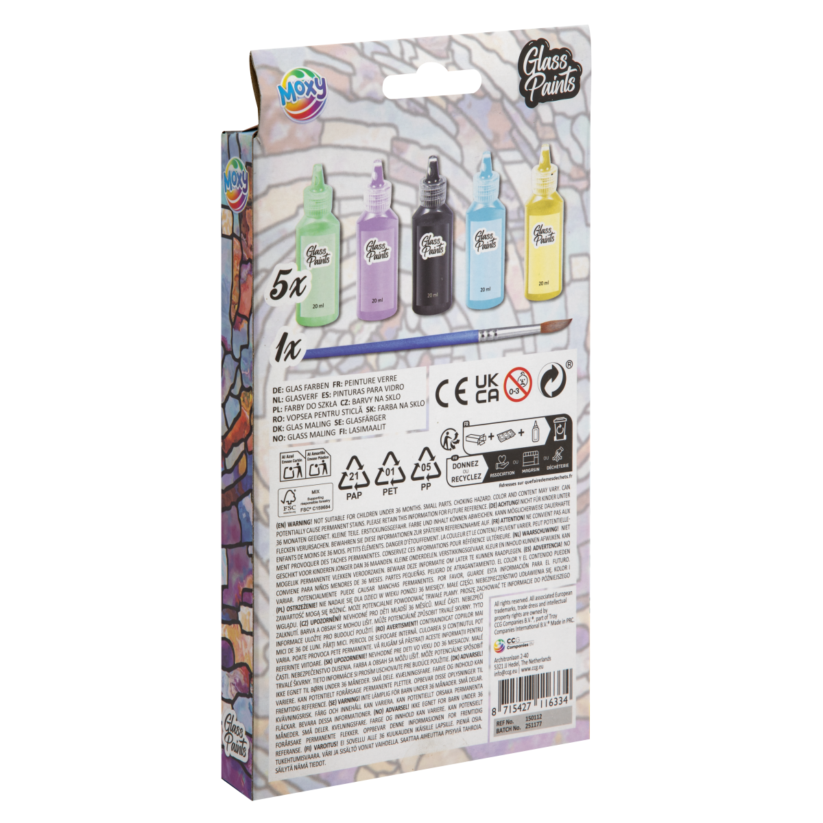 Craft Creative Barvy na sklo + štětec 5x20 ml