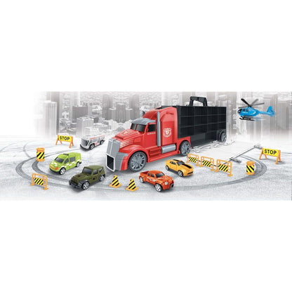 1:16 Tahač s auty a vrtulníkem 55 cm