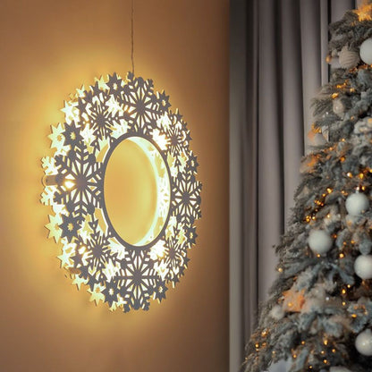 Solight LED dřevěný vánoční věnec, 10x LED, bílá, 30cm, časovač, 2x AA - Poškozený obal