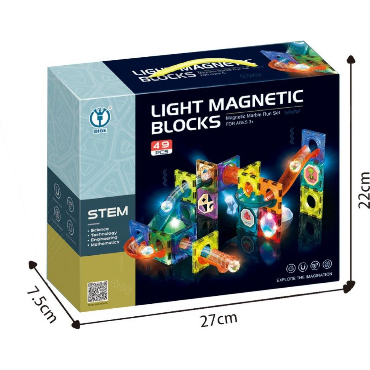 Alltoys Kuličkodráha magnetická se světlem 49 ks