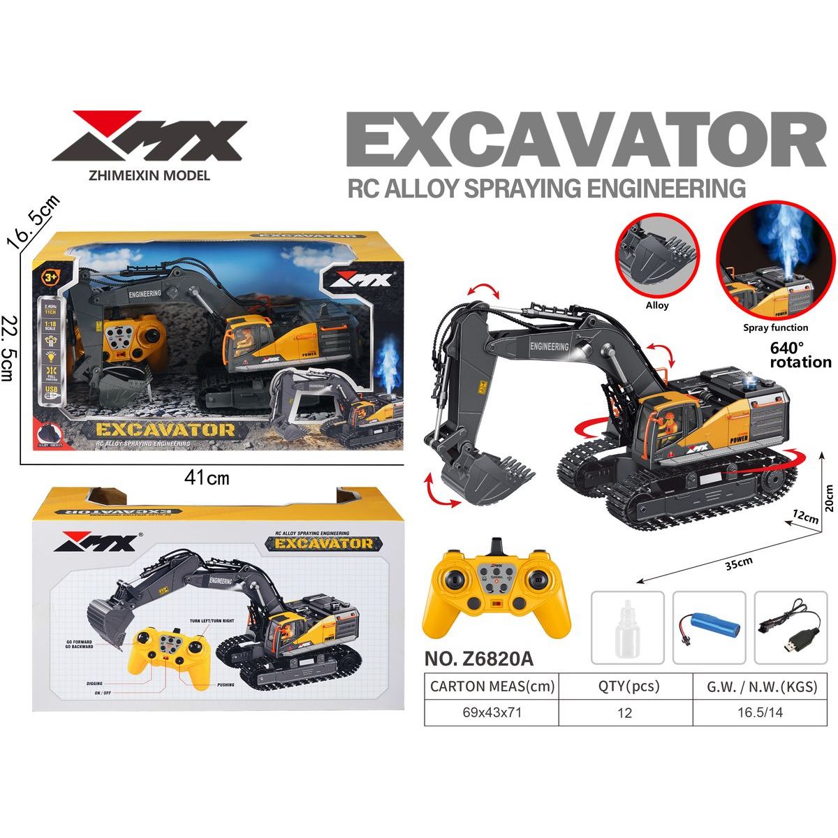 Alltoys RC bagr se sprejem 1:18 2.4Ghz