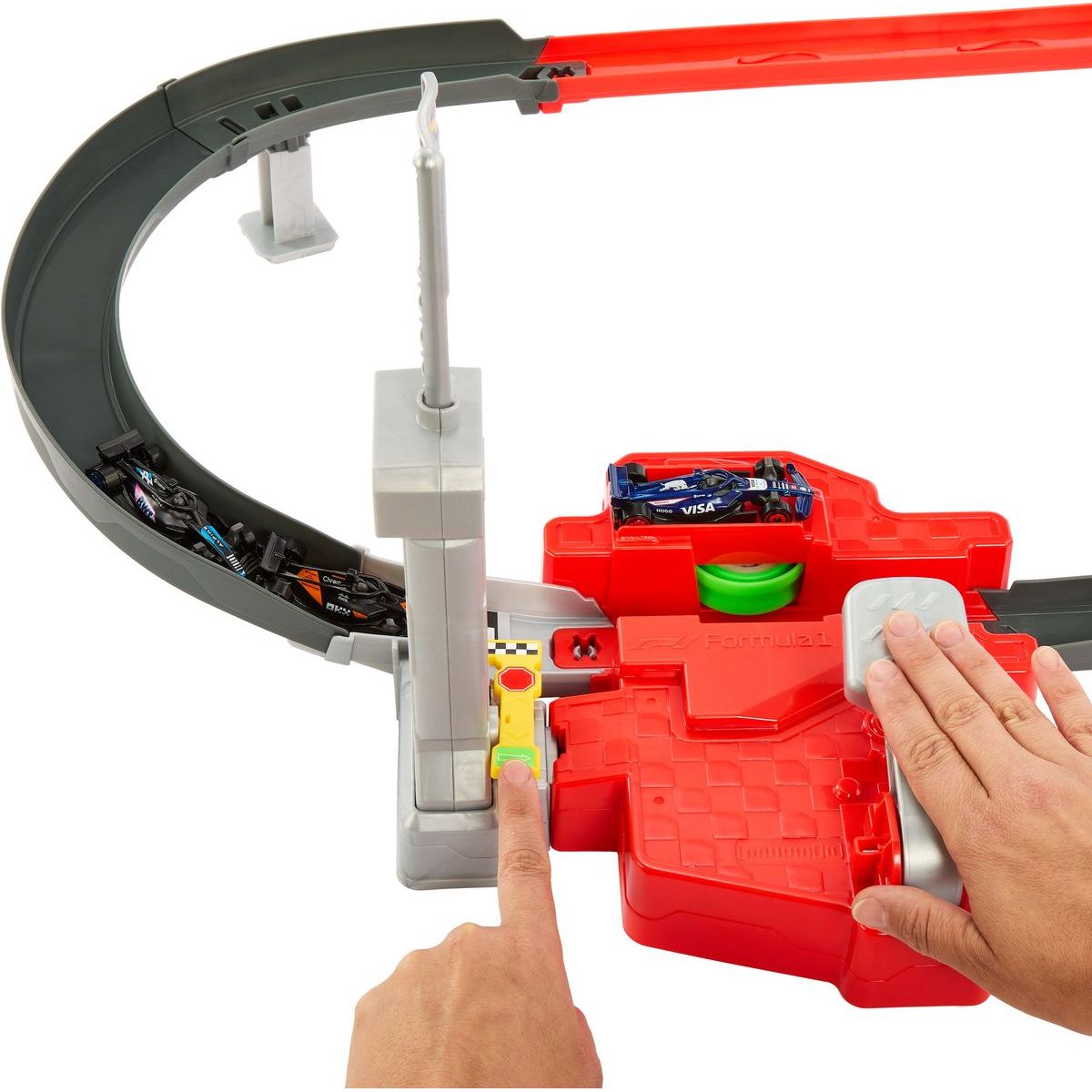 Hot Wheels JDY15 Racing Formule 1 Startovací dráha, F1 sada se 3 angličáky