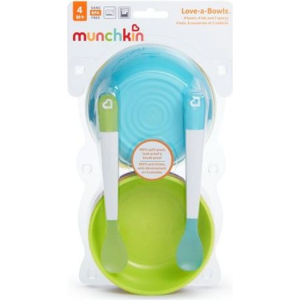 Munchkin Set barevných misek s víčky a lžičkami
