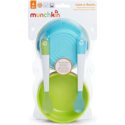 Munchkin Set barevných misek s víčky a lžičkami