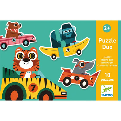 Djeco Puzzle duo Závodní auta 20 dílků