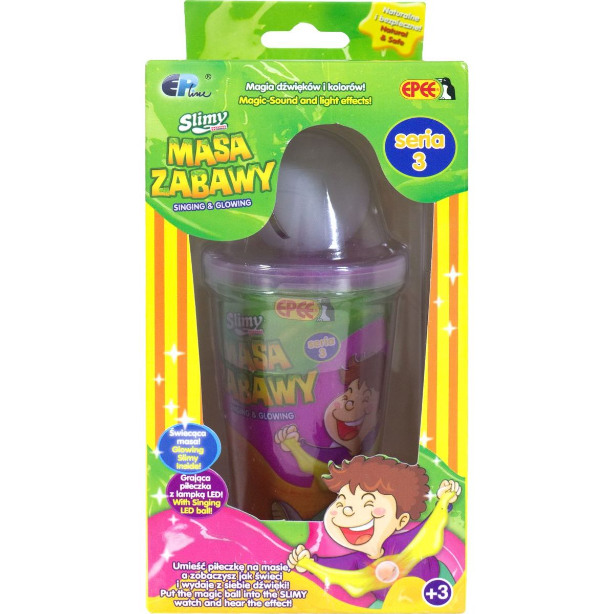 Slimy S3 sliz se svítící kuličkou fialový