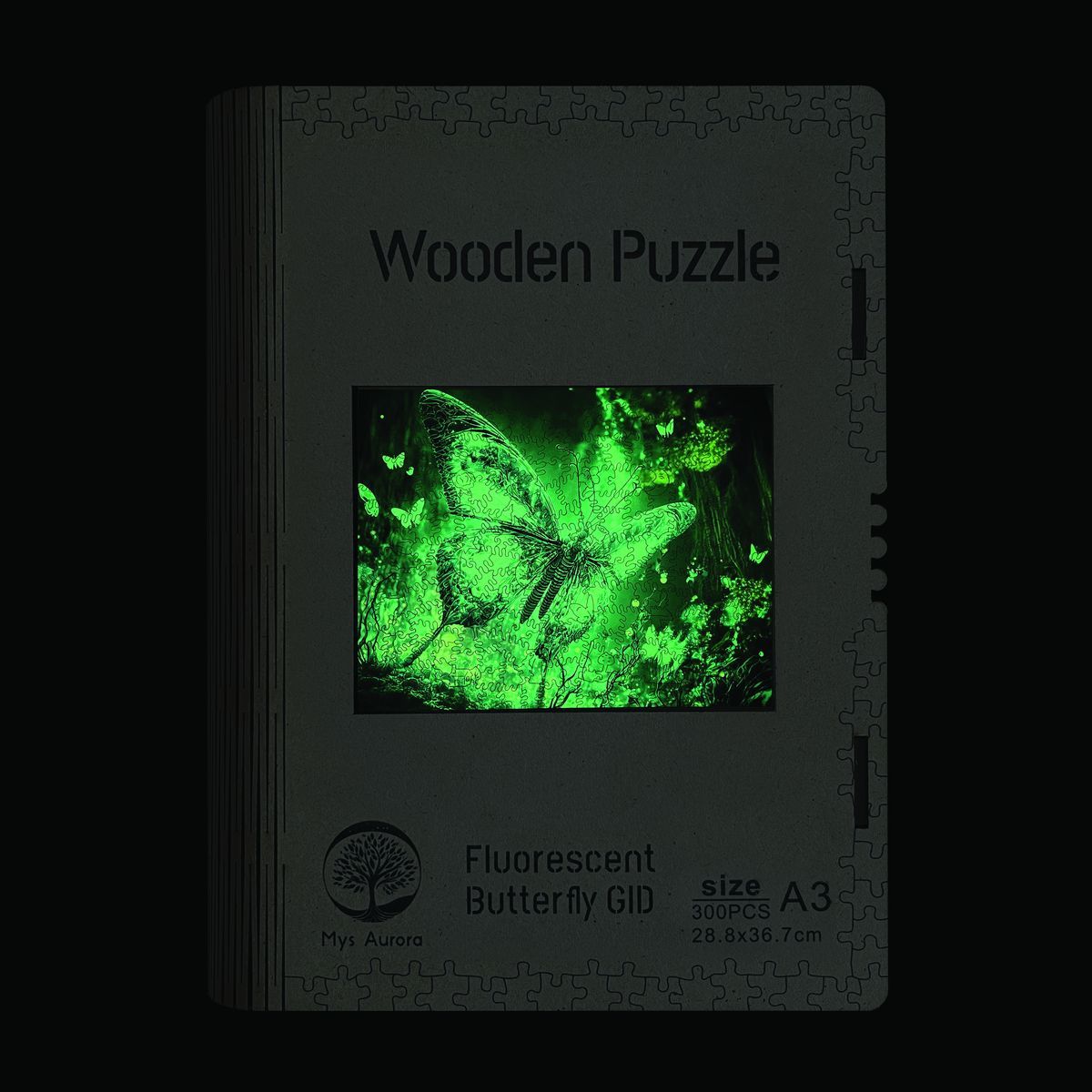 Epee Wooden puzzle Fluorescent Butterfly A3 GID - svítící ve tmě