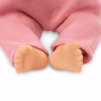 LullaBaby Panenka 35 cm v overalu s čelenkou Pink II