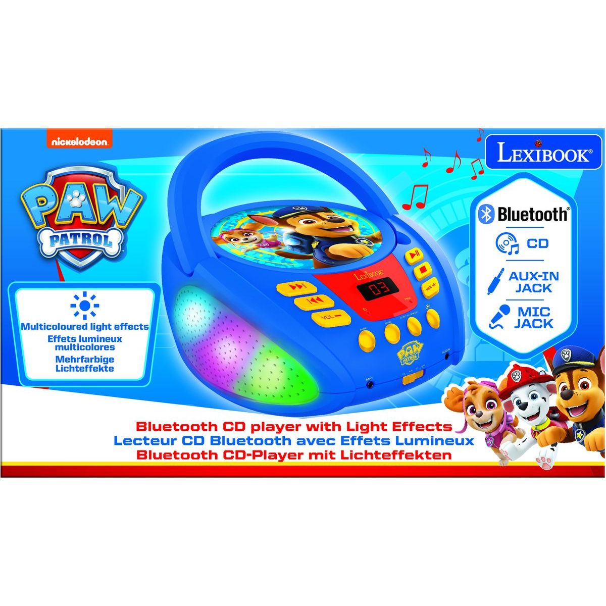 Lexibook CD přehrávač Tlapková patrola s bluetooth a světelnými efekty