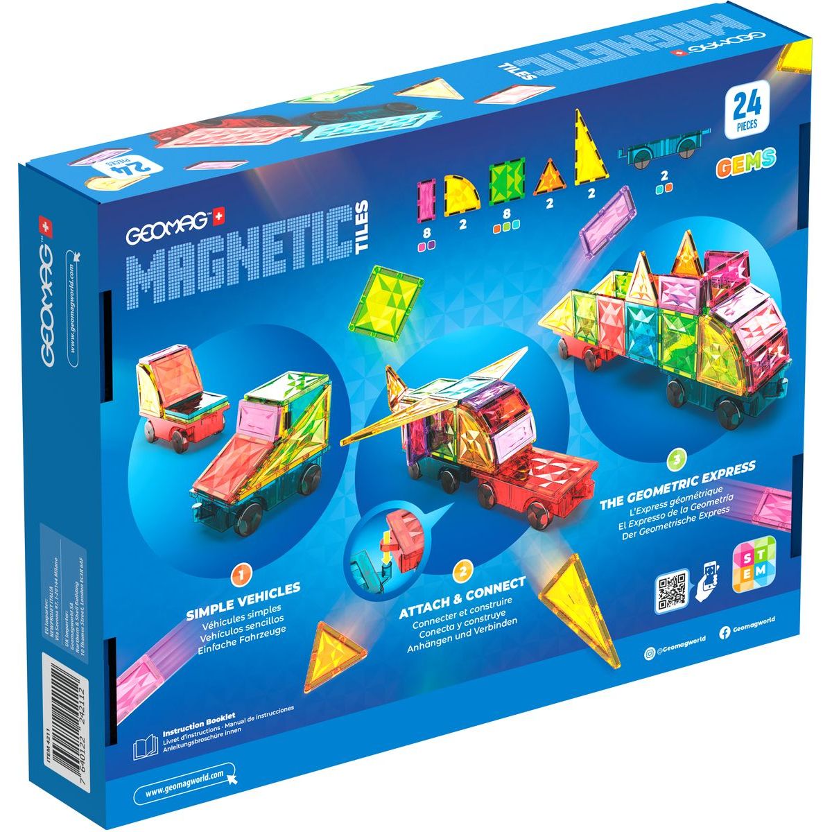 Geomag Magnetic Tiles Auta 24 dílků