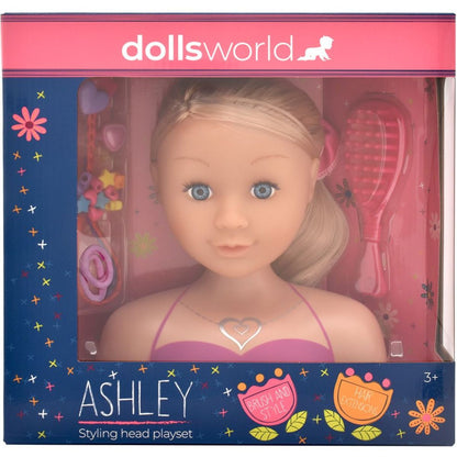Dolls World - Česací hlava Ashley - blondýnka 21 cm