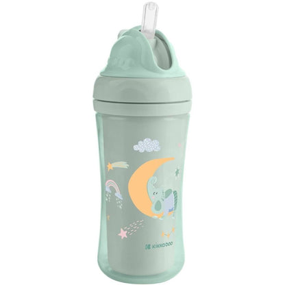 KikkaBoo Hrnek se silikonovým brčkem 220ml 8m+ Moony me Mint