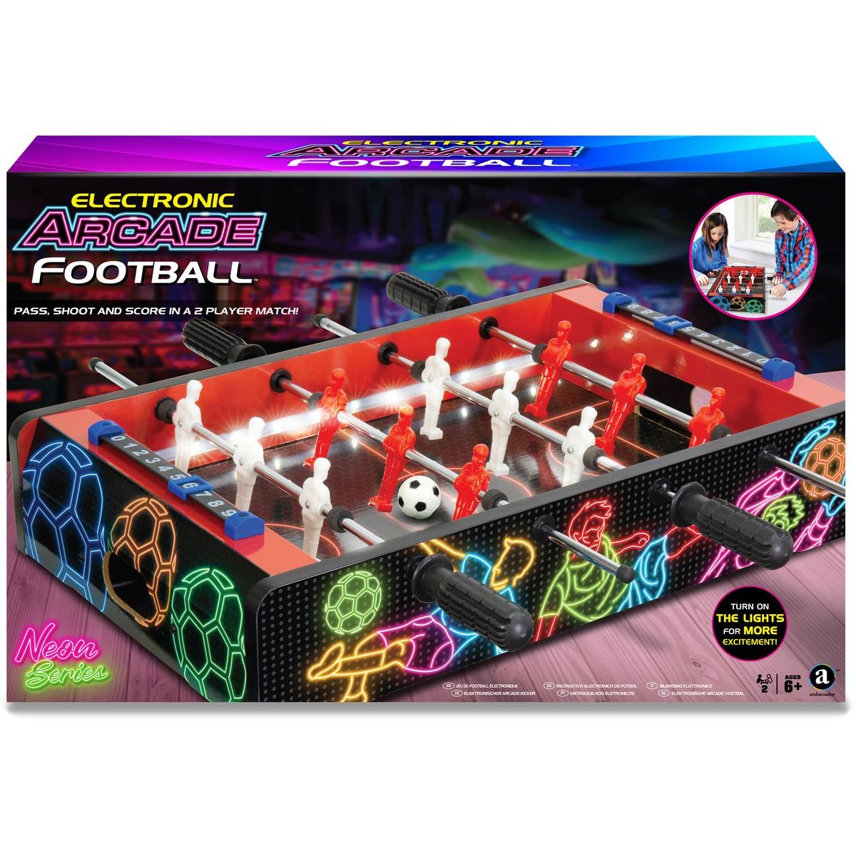 Sparkys Elektronický arkádový stolní fotbal Neon
