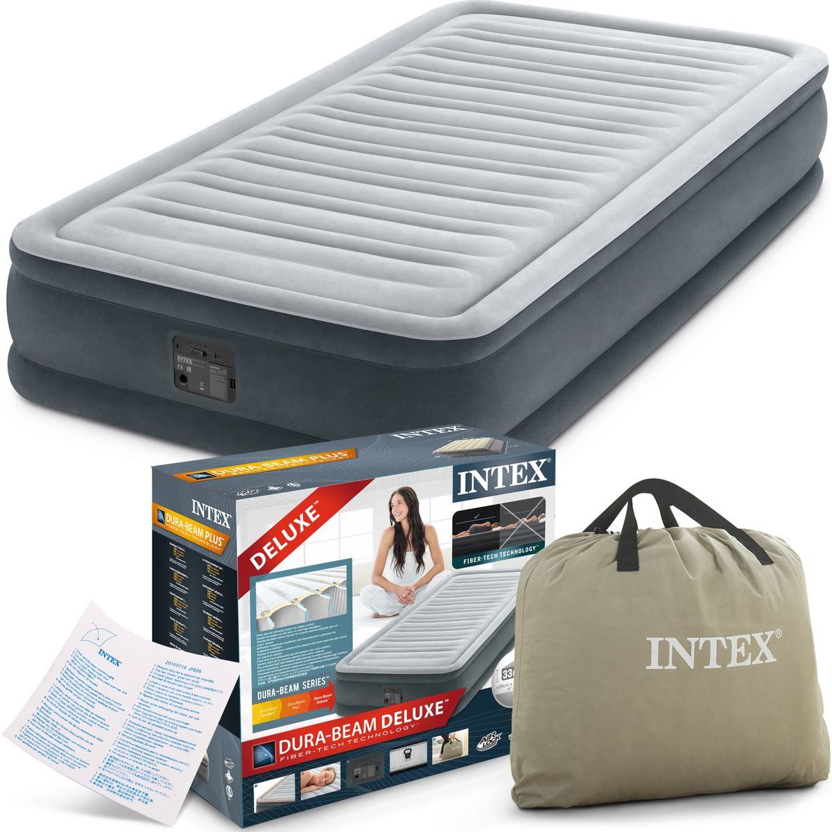 Intex 67766NP Nafukovací postel Dura-Beam Twin Comfort plush - Poškozený obal