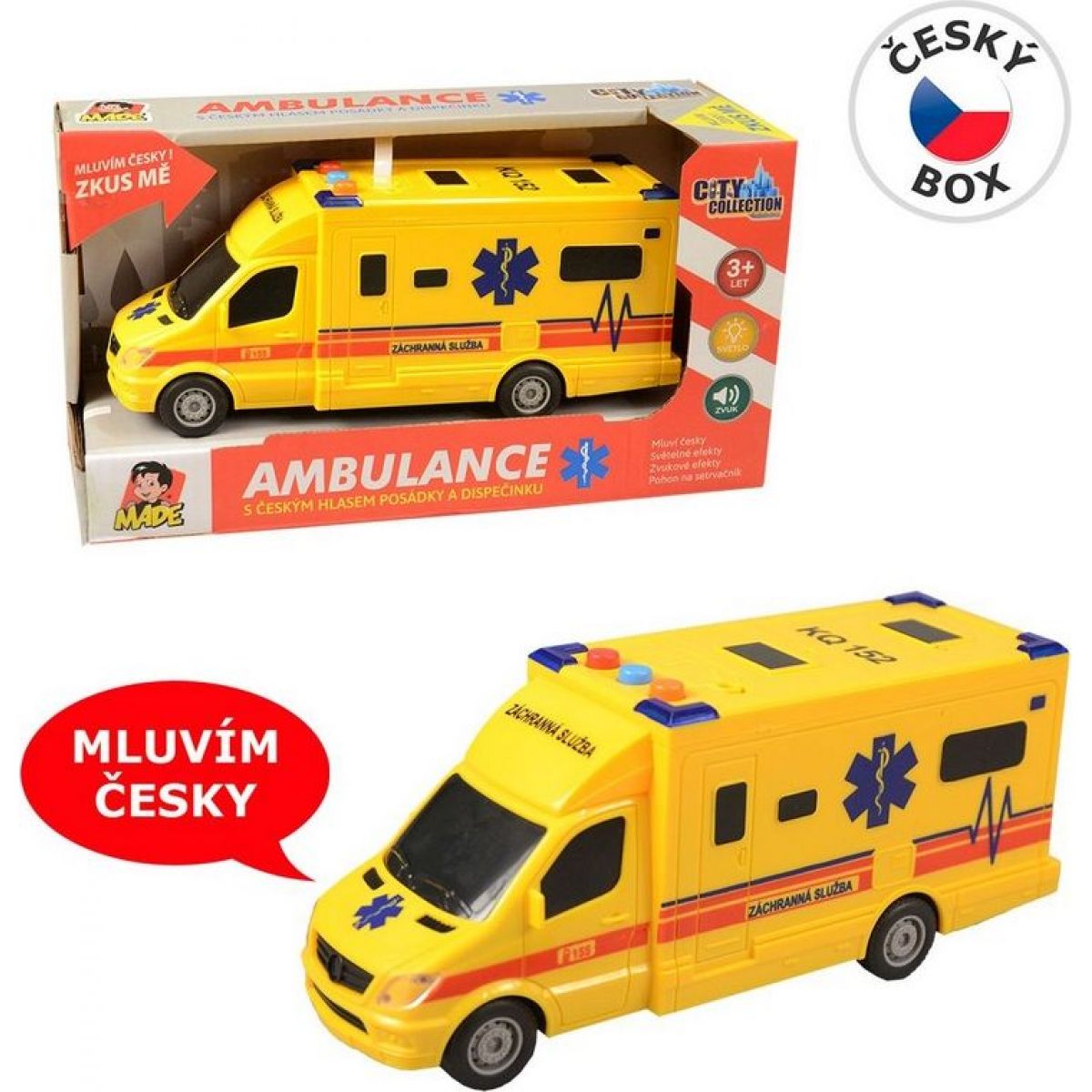 MaDe Sanitka na setrvačník, na baterie se světlem a zvukem