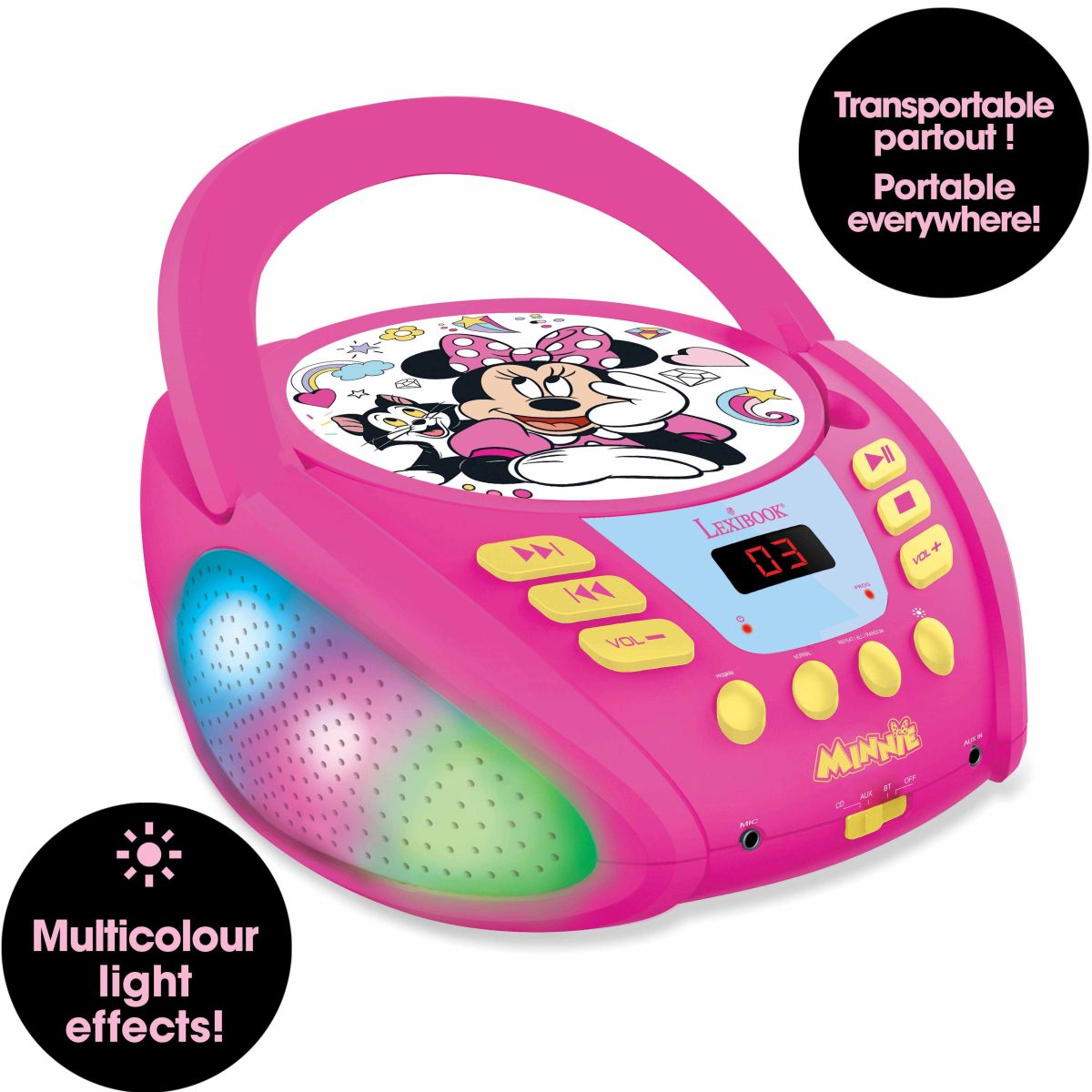 Lexibook CD přehrávač Minnie s bluetooth a světelnými efekty