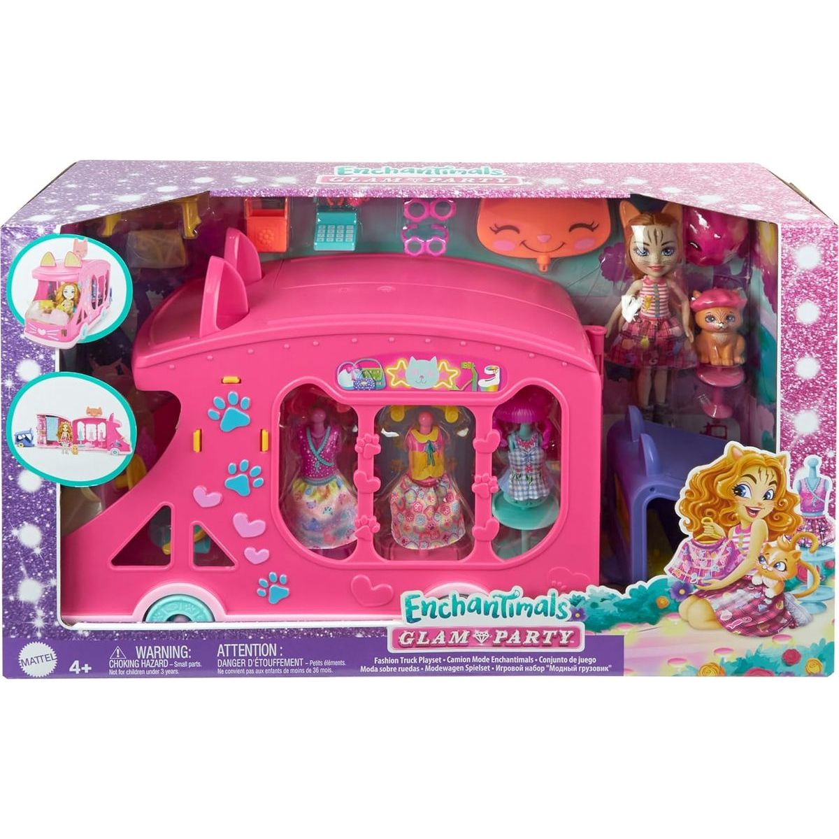 Enchantimals kočičí módní obchod na kolech herní set