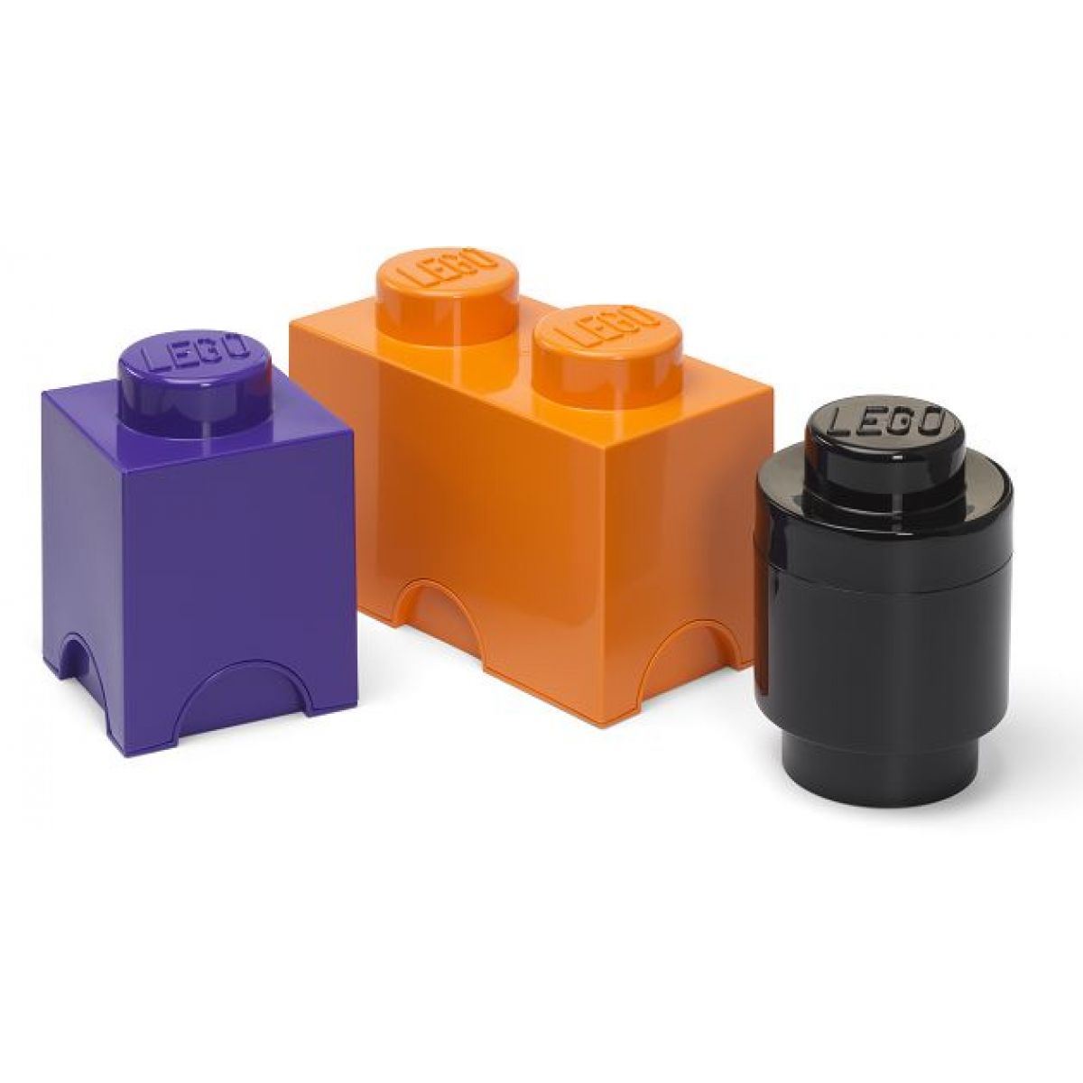 LEGO® úložné boxy Multi-Pack 3 ks - fialová, černá, oranžová
