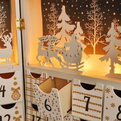 LED adventní kalendář - kniha, 8 x LED, 40 x 30 cm, 2 x AAA