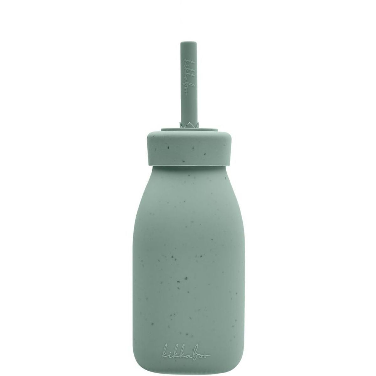 KikkaBoo Láhev s brčkem Platinum Silicone Sage