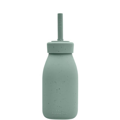 KikkaBoo Láhev s brčkem Platinum Silicone Sage