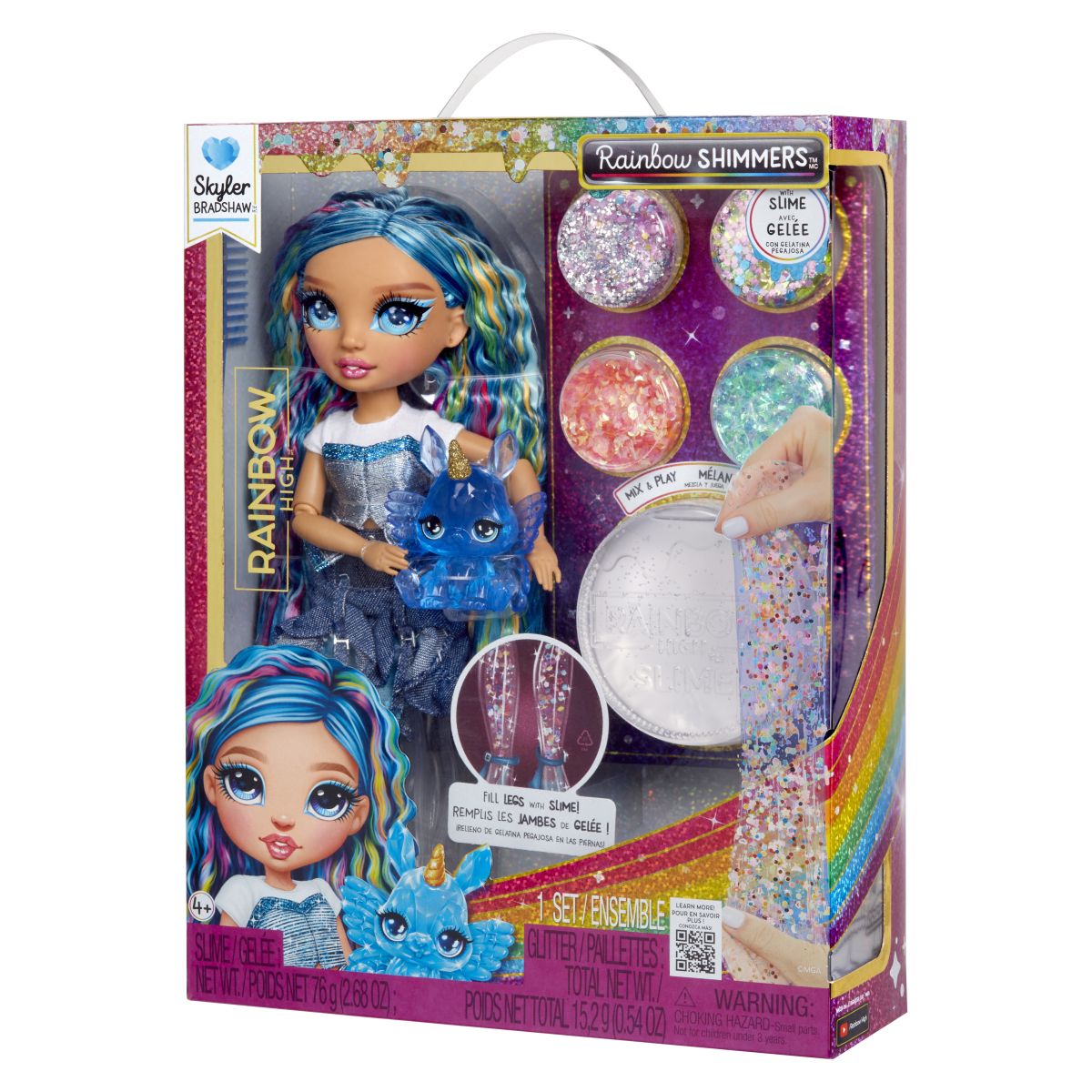Rainbow High Panenka se slizem a třpytkami - Skyler (blue)